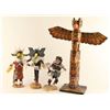 Image 1 : Lot of (3) Kachinas and Totem