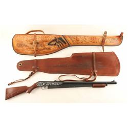 Lot of Leather Rifle Scabbards and BB Gun
