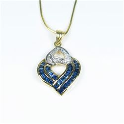 New Blue Sapphire and Diamond Pendant