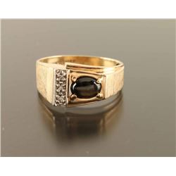 Mens Diamond and Cat Eye Ring Set