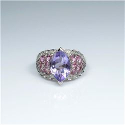 Beautiful Amethyst, Pink and Diamond Ring