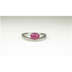 Contemporary Platinum Ruby and Diamond Ring