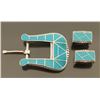 Image 2 : Zuni Turquoise Inlaid Buckle & Keepers