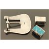 Image 3 : Zuni Turquoise Inlaid Buckle & Keepers