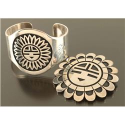 Hopi Sunface Cuff & Pin Set