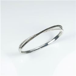 Stylish White and Black Diamond Bangle