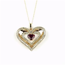 Romantic Triple Heart Shaped Ruby and Diamond