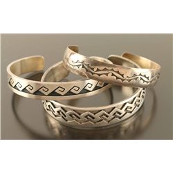 Collection of 3 Hopi Sterling Cuffs
