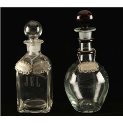 Lot of (2) Glass Liquor Decanters