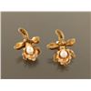 Image 1 : Gold & Pearl Orchid Earrings