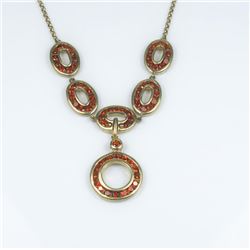 Contemporary Red Garnet Circle Design Necklace