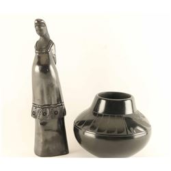 Lot of (2) Blackwear Pottery Items
