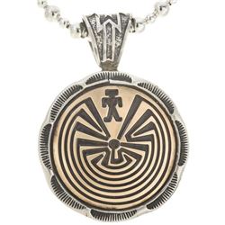 Navajo Gold Silver Man In The Maze Pendant