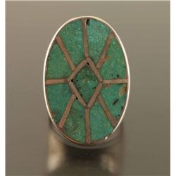 Zuni Turquoise Inlaid Mens Ring