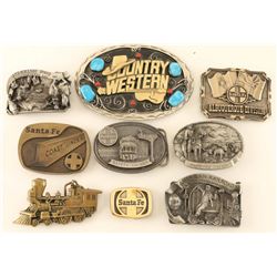 Lot of (9) Railroad Related Belt Buckles
