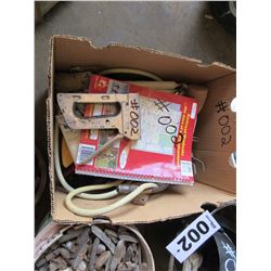 TIRE WEIGHTS, STAPLER, CHAIN, VISE CLAMPS, & MISC