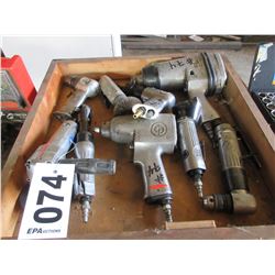 BOX OF AIR TOOLS, IMPACT GUNS, DIE GRINDER, AIR HAMMER, AIR DRILL