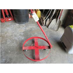 RED ROUND ROLLING CART FOR 45 GALLON BARREL