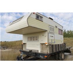 BALL HITCH 11' TRAILER C/W 4' DOVE TAIL RAMPS & 8' CAMPER & KEY
