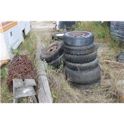 QUANTITY OF TIRES, TRUCK CHAINS, RADIATOR