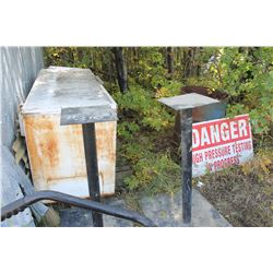 STEEL STANDS, CHEST FREEZER, DANGER SIGN
