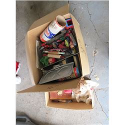 2 BOXES WITH KIDS TOYS, TINKER TOYS, ETC