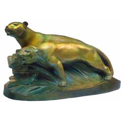 Plasztika, párducok, Zsolnay, 1908 körü