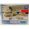 Image 1 : TEMPERED GLASS STORAGE CONTAINERS 18 PIECE SET