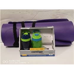 PURPLE FLEXFOAM YOGA MAT/W 2 CONTIGO KIDS