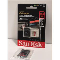 LOT OF 2 SANDISK 128GB MEMORY CARDS 1 IS MICRO