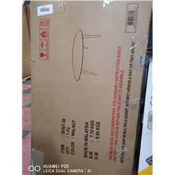 OVAL SHAPED WALNUT TABLE. UNKNOWN DIMENSIONS