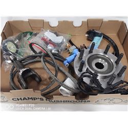 LARGE FLAT OF ASSORTED CAR PARTS AND MORE
