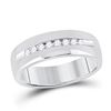 Image 1 : Mens Round Diamond Wedding Single Row Band Ring 1/4 Cttw 14kt White Gold - REF-60X9A
