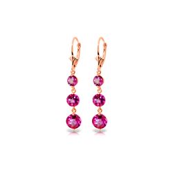Genuine 7.2 ctw Pink Topaz Earrings 14KT Rose Gold - REF-44Y7F