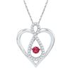 Image 1 : Womens Round Lab-Created Ruby Diamond Infinity Heart Pendant 1/4 Cttw 10kt White Gold - REF-14N9F