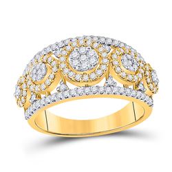 Womens Round Diamond Cluster Anniversary Ring 1 Cttw 14kt White Gold - REF-84A9M