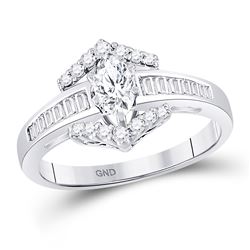 Marquise Diamond Solitaire Bridal Wedding Engagement Ring 3/4 Cttw 14kt White Gold - REF-92X5A