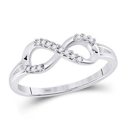 Womens Round Diamond Infinity Ring 1/12 Cttw Size 8 10kt White Gold - REF-12M9H