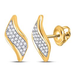 Womens Round Diamond Cluster Earrings 1/6 Cttw 10kt Yellow Gold - REF-12X9A