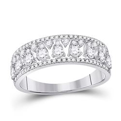 Womens Round Diamond Band Ring 3/4 Cttw 14kt White Gold - REF-46Y5N