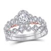 Image 1 : Round Diamond Bridal Wedding Ring Band Set 3/4 Cttw 14kt Two-tone Gold - REF-87N5F