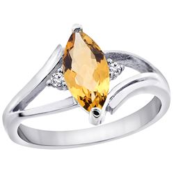 1.04 CTW Citrine & Diamond Ring 14K White Gold - REF-31V2R