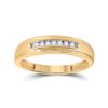 Image 1 : Mens Round Diamond Wedding Band Ring 1/12 Cttw 14kt Yellow Gold - REF-21W9K