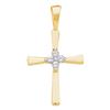 Image 1 : Womens Round Diamond Cross Pendant 1/20 Cttw 14kt Yellow Gold - REF-5X9A