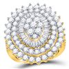 Image 1 : Womens Round Diamond Cluster Cocktail Ring 3 Cttw 14kt Yellow Gold - REF-181Y9N
