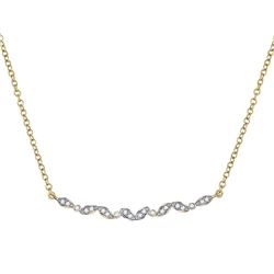 Womens Round Diamond Bar Necklace 1/10 Cttw 14kt Yellow Gold - REF-16Y9N