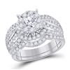 Image 1 : Round Diamond Bridal Wedding Ring Band Set 1-7/8 Cttw 14kt White Gold - REF-184X9A