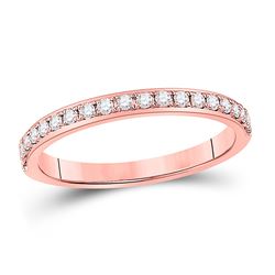 Womens Round Diamond Wedding Single Row Band 1/6 Cttw 14kt Rose Gold - REF-16H9R