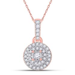 Womens Round Diamond Circle Pendant 1/6 Cttw 10kt Rose Gold - REF-10M5H