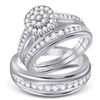 Image 1 : His Hers Round Diamond Cluster Matching Wedding Set 1 Cttw 10kt White Gold - REF-63R9X